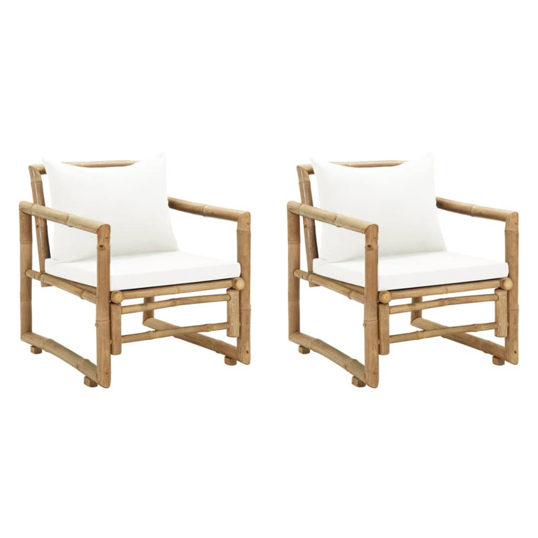Bay Isle Home Patio Chairs Outdoor Patio Dining Chair with Cushions Bamboo & Reviews Wayfair